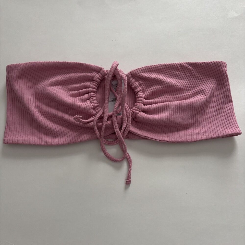 Women's Summer Tie Up Pink Mini Tube Top Garage Size Small
